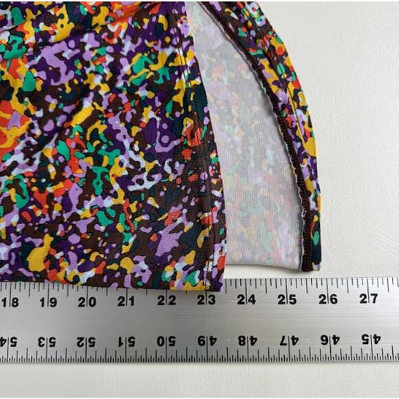 BCBGMAXAZRIA Printed Half Sleeve Split V-Neck Blouse Top Multicolor Women's S - Picture 8 of 10